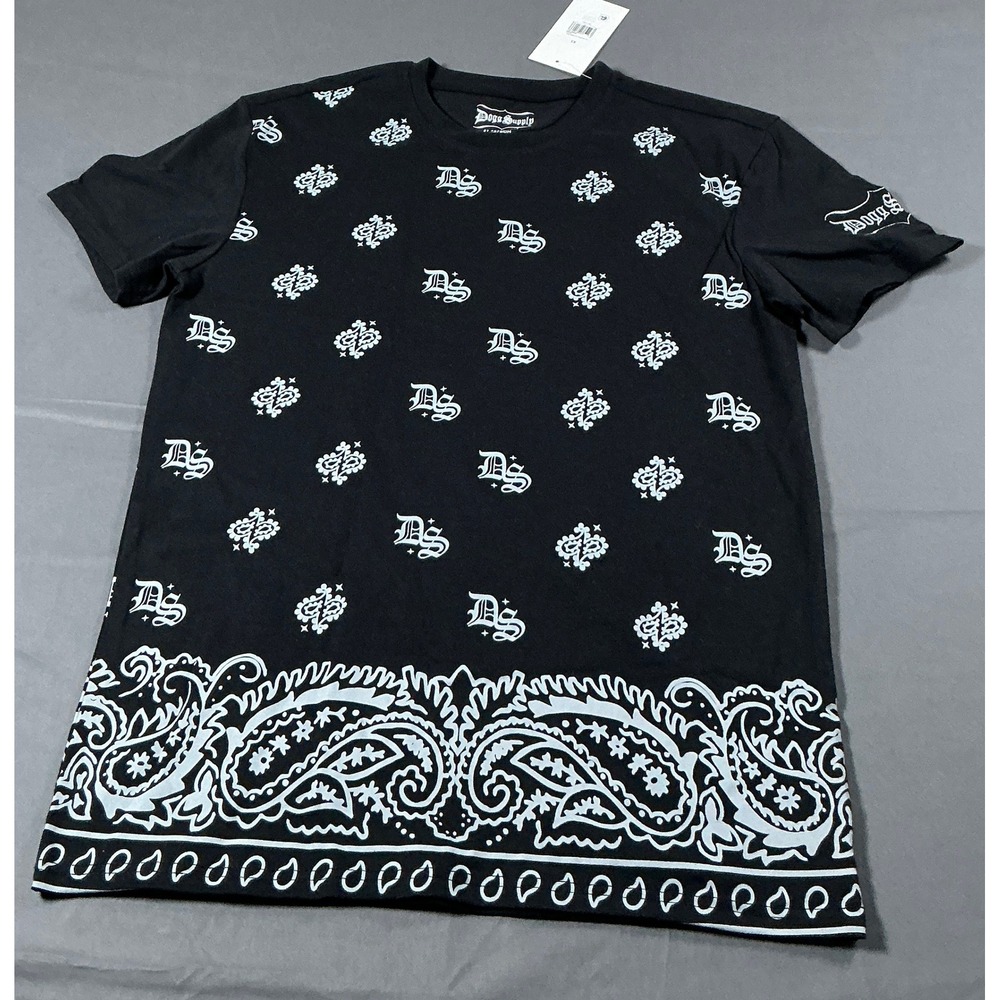 Dogg Supply by Snoop Dogg Mens XS Black Paisley Bandana Logo Graphic T-Shirt NEW